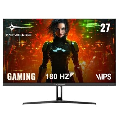 Minifire Ecran PC Gaming 27 Pouce, 180Hz, 1ms, AdaptiveSync, Moniteur IPS, FHD, sRGB 110%, 2xHDMI 2.0/1xDP 1.4 Ports, BluelightShield, Lunette Ultra-Mince VESA 100x100mm (MFG27F2 câble HDMI Inclus)