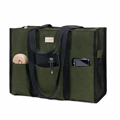 TOPDesign Sac fourre-tout utilitaire résistant à l'eau avec 13 poches extérieures et intérieures, fermeture éclair sur le dessus et support inférieur épais, pour travailleuses, enseignants,