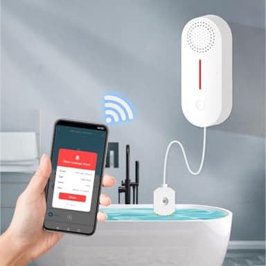 Détecteur d'eau sans Fil WiFi,Alarme de capteur d'eau Intelligente,détecteur de Fuite d'eau 100dB avec Surveillance à Distance Via Une Application,Moniteur de Niveau d'eau sans Fil pour sous-Sol.1PCS