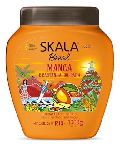 -SKALA EXPERT- Masque/Après-Shampooing "Manga et Châtaigne" 2 en 1-1000ml- 100% Vegan - Récupère l'hydratation et réduit les frisottis.