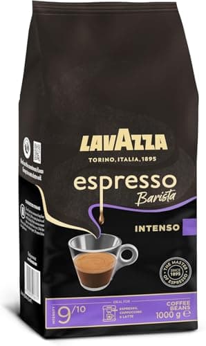 Lavazza, Espresso Barista Intenso, Café en Grains, 1 Kg, Idéal pour les Machines à Café Automatiques, Notes Aromatiques de Cacao et Boisées, Intensité 9/10, Torréfaction Moyenne