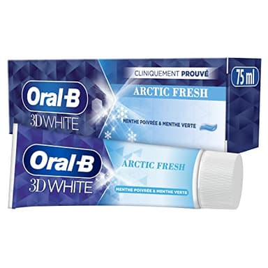 Oral-B 3D White Arctic Fresh Dentifrice Éliminant Des Taches Pour Des Dents Plus Blanches Dès Le Premier Brossage, Doux Pour L’Émail, Arôme Menthe Poivrée Et Menthe Verte, 75ml