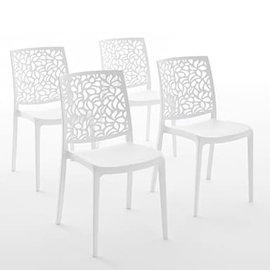 SIEDITI FUORI E DENTRO Chaises en résine avec Fibre de Verre empilables pour intérieur/Cuisine/Salle à Manger et extérieur/Jardin Anna (4 Chaises, Blanc)