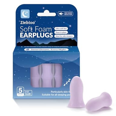 Ziebioo Bouchon D'oreille: Version Max 2025 avec Technologie DynaCurve™ - Bouchons Ultra Doux en Mousse à Mémoire avec Réduction de Bruit 36dB SNR pour Dormeurs sur le Côté (Violet, Moyen)