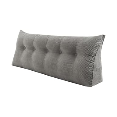 Coussin de Lecture Compensé Triangulaire Oreiller pour Tête de lit Coussins Longs pour Canapé Repos de lit Coussin Cale pour Lire se Détendre Regarder la Télévision Chambre,160*50*20 cm--un gris