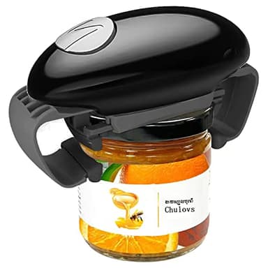 Chulovs - Ouvre-bocal électrique - gadget de cuisine solide et robuste pour bocaux scellés - ouvre-bocal automatique mains libres avec moins d'efforts pour ouvrir (Noir)