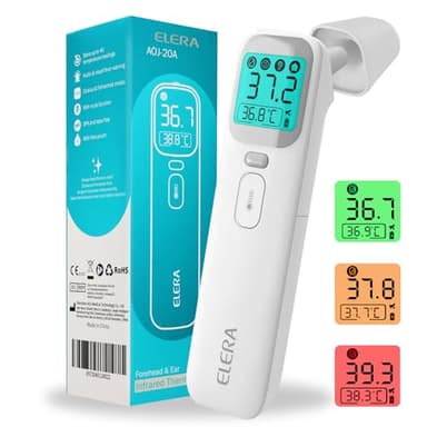 ELERA Baby Thermometer - Ear Thermometer for Kids, Infants, and Adults, Digital Precision with Quick 1-Second Measurement, 4-in-1 Non-Contact Design with Memory Function