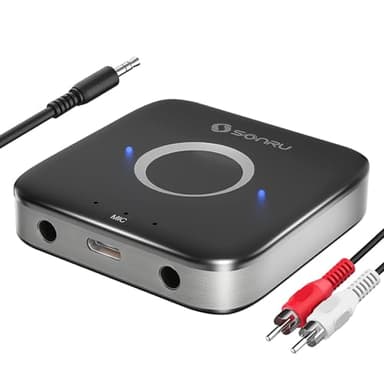 SONRU Récepteur Bluetooth 5.3, Adaptateur Bluetooth Récepteur Audio sans Fil de Voiture avec Câble RCA AUX 3,5 mm, Doubles Sorties AUX pour Système Audio de Diffusion Musique Stéréo à Domicile
