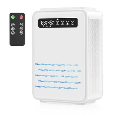 Déshumidificateur (télécommande) pour chambre à coucher, réservoir d'eau de 2,8 L, petit déshumidificateur silencieux de 75 m² pour sous-sol, salle de bain, avec arrêt automatique,blanc