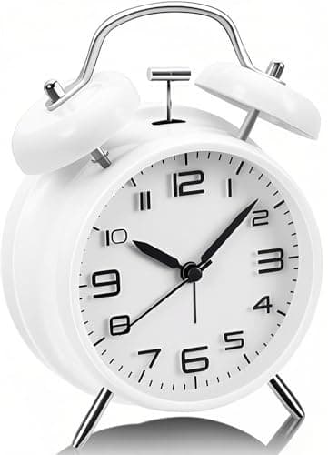 YsyYey Réveil analogique à double cloche, extra fort pour gros dormeurs, sans tic-tac, fonctionne avec piles avec veilleuse, réveil de chevet vintage en métal pour adultes, adolescents et enfants