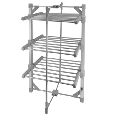 Séchoir à Linge Etendoir Electrique Chauffant 50 à 55°C - 21m en 1-112 x 62 x 60 cm - 3 Niveaux à 8 Barres - 220W - Pliable & Compact [Pinces à Linge & Housse INCLUSES] Lessive, Séchage Vêtements