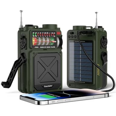 Radio à Ondes Courtes Raddy RE40 Récepteur FM/AM/SW, Radio à manivelle avec Haut-Parleur BT à Piles 4000 mAh, avec Bruit Blanc, SOS, Prise en Charge USB, Carte Micro SD