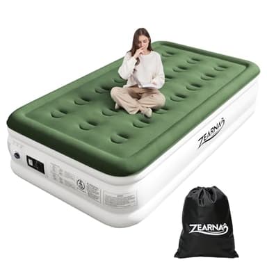 Zearna Matelas Gonflable pour 1 Personne - Auto-gonflant en 3 Minutes - avec Pompe électrique intégrée - Lit Simple Gonflable pour Le Camping et la Maison - 190 x 100 x 46 cm (1 Personne (46cm))