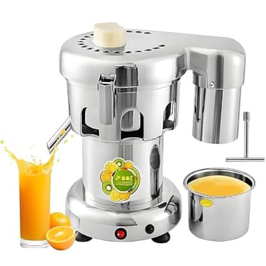 AiODiO Extracteur de jus en Acier Inoxydable, Machine à jus Professionnelle, débit de 80 à 100 kg/h, Facile à Nettoyer, séparation Automatique du jus et des résidus, Faible Niveau sonore.