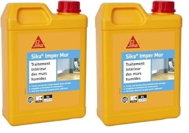 SIKA - Resine pour traitement des murs humides - Sika Imper Mur - Anti-salpêtre, anti-moisissures, anti-humidité pour mur intérieur - Multi-supports - Séchage rapide - 2L (Lot de 2)