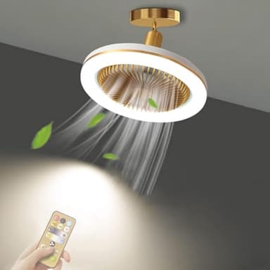 WRMING Ventilateur Plafond avec Lumiere, 30w LED Lampe Ventilateur Plafond avec Douille E27, Dimmable Ampoule Ventilateur Plafond avec Télécommande, 3 Vitesses, Pour Chambre Cuisine Salle de Bain