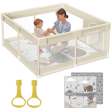 Fodoss Parc Bébé, 120X120cm Parc Avec Tapis, Parc Pour Enfant En Bas Âge, Pour Avec Matelas, Pour Bébé Pour La Maison