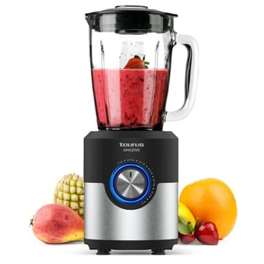 Taurus Amazing – Blender JB1200XC 1200W | 5 vitesses + Turbo | Lames inox 6 pales | Bol en verre 1,75L | Broie la glace | Éclairage LED | Compatible lave-vaisselle