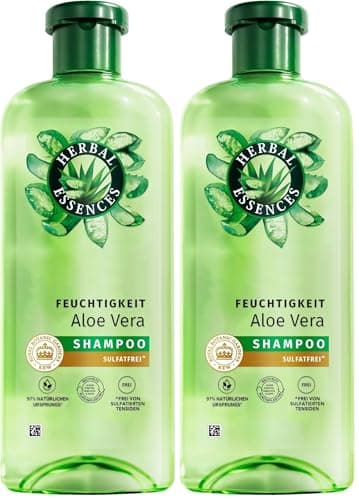 Herbal Essences Shampooing hydratant à l'aloe vera et au jasmin - 350 ml - Pour cheveux très secs à brillants - Sans silicone - Sans tensioactifs sulfatés - Avec ingrédients d'origine naturelle -