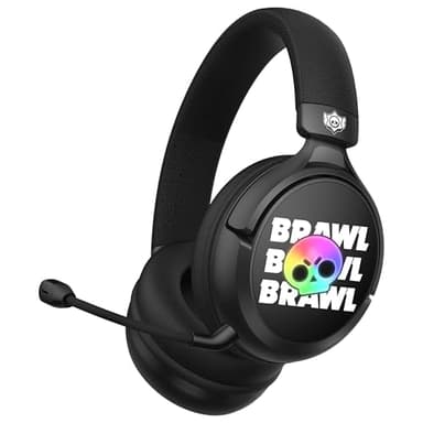 Subsonic - Casque Gaming sans Fil Brawl Stars avec LED et Micro Amovible. Casque Gamer sous Licence Officielle - Compatible Consoles, PC, Tablets et Smartphones - Noir