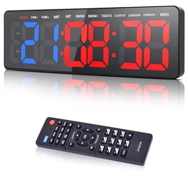 Manoive Timer Sport Minuteur Fitness, 16.5" Grand Ecran Timer, Horloge, Chronomètre, Minuteur Fitness Mural avec Télécommande, Volume&Luminosité Réglable,pour Home Gym Garage Entraînement