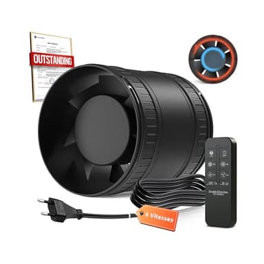 BUMSOU Ventilateur de Conduit Bidirectionnel, 6 Vitesses, Télécommande – Ventilateur Silencieux Puissant avec Protection Contre la Surchauffe, VMC Salle de Bain WC Serre Tente, Extracteur d'Air 100mm