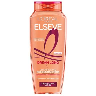 L’ORÉAL PARIS - Shampooing Reconstructeur - Pour Cheveux Long et Abîmés - Enrichi en Kératine Végétale et Huile de Ricin - Elseve Dream Long - 300 ml