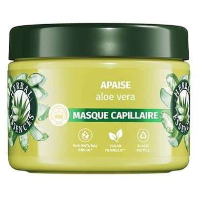 HERBAL ESSENCES - Sans Sulfate - Masque Hydratant 500ml Aloe Vera - Apaise, Hydrate, Nettoie et Nourrit Les Cheveux Très Secs - Parfum Jasmin, Sans Silicone ni Sulfate - Végan