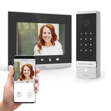 Avidsen Visiophone Filaire avec ecran en Verre 7" connecté a Votre Smartphone avec Clavier à Code intégré - Extel Code Connect