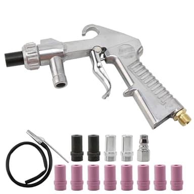 Kit de jet de sable à air comprimé, pistolet de sablage, compresseur d'air, pistolet de sablage pour cabine de sablage avec 8 buses en céramique, 4 buses métalliques et tuyau en caoutchouc de 1 m