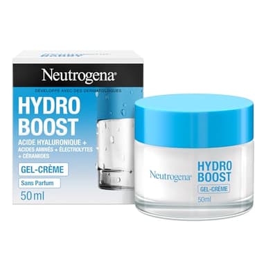 Neutrogena – Gel-Crème Hydro Boost (pot de 50 ml) – Crème hydratante pour les peaux sensibles à l'acide hyaluronique et tréhalose botanique – Gel hydratant pour un teint frais et éclatant