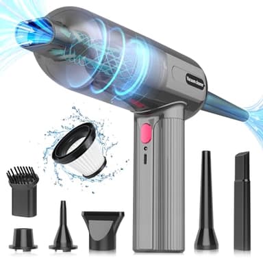 Dealswin Mini Aspirateur à Main 4 en 1 sans Fil, 9 KPA Aspirateur de Voiture Puissant Électrique Souffleur à Air Comprimé pour PC, Ordinateur, Auto, Voiture, Maison, Bureau