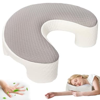 XIAPIA Oreiller Ergonomique Cervical, Oreiller pour Dormir sur Le Côté en Mémoire Forme avec Trou pour Le Bras, Coussin Cervical pour Dormir Prévention de La Douleur au Cou et Dos