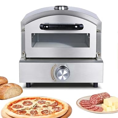 QFGain Four à Pizza à Gaz Professionnel avec Indicateur De TempéRature Et RéGulateur | Conception à Ventilation LatéRale, IdéAl pour Griller Viandes, Ailes De Poulet Et CôTelettes d'agneau