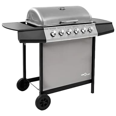 vidaXL Barbecue Gril à Gaz avec 6 Brûleurs Gril d'Extérieur Grille de Cuisson Barbecue de Jardin Barbecue de Terrasse Barbecue d'Extérieur Noir et Argenté