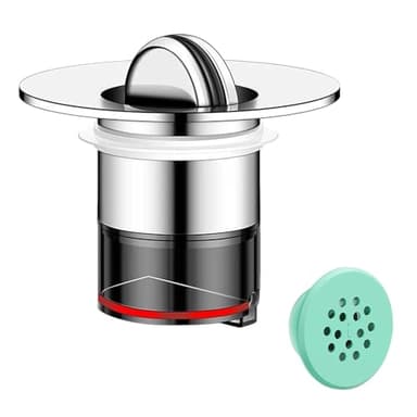 Bonde de Lavabo avec Filtre Amovible, Bouchon Lavabo Salle de Bain, Bouchon de Vidange Anti Clogging, Universel Filtre Lavabo de Vidange pour Trous de Drainage 34-40 mm, avec Anneau de Débordement