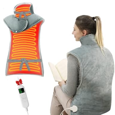 ITSHINY Coussin Chauffant Cervicales Dos, Coussin Chauffant ELectrique avec 6 Niveaux de Chaleur,Minuteurs d'Arrêt Automatique, Chauffage Rapide, Lavable, 60x108 cm
