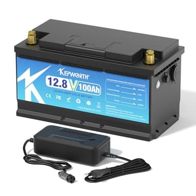 Batterie Lithium Lifepo4 12v 100ah, Cycle Profonde 5000+ Fois, avec BMS Remplace la batterie AGM ou gel pour camping-car, bateau, camping ou système solaire - avec lifepo4 chargeur