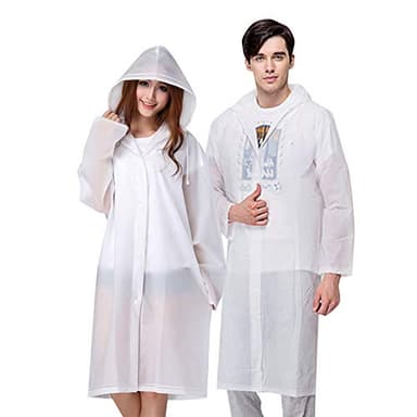 Vicloon Poncho Pluie,2 Pièces Poncho Impermeable,Réutilisable Poncho Matériel EVA, Femme et Homme,Parfait pour Les Festivals de Camping et Les Randonnées, Blanc, Taille Unique