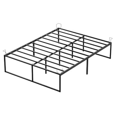 vounot® Lit 140 x 190 cm Cadre de Lit en Métal Robuste avec Dispositif de Fixation Sommier à Lattes Hauteur 36cm Rangement sous Le Lit Design pour Adultes et Adolescents Noir