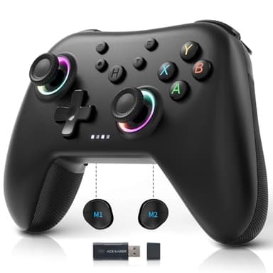 AceGamer Aurora 2.4G Manette sans fil Bluetooth, avec joystick à effet Hall, actionneur à résonance linéaire, touche de retour programmable, manette PC pour Windows PC/Switch/Stem/iOS/Android - Noir