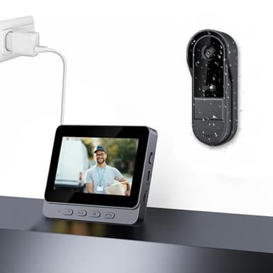 Sonnette sans Fil avec Caméra 1080P Exterieur étanche Visiophone Bluetooth Interphone Vidéo avec écran IPS de 4.3 Visiophone 170° Vision Nocturne Audio Bidirectionnel,Fonction Intercommunication