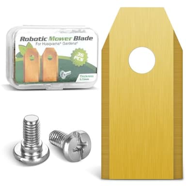 GROFIS Lot de 36 Lame Robot Tondeuse, Lames de Rechange en Acier Inoxydable et Titane avec Vis, Accessoires pour Tondeuses à Gazon Robot Compatible avec Husqvarna Automower, Gardena, Yard Force