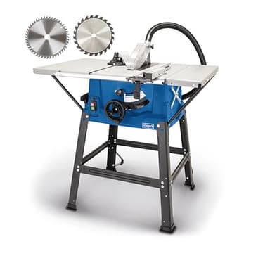 Scheppach Scie circulaire sur table HS100S | Puissance 2000W | Lame Ø 250x30 mm | Hauteur de coupe max. 85 mm | Dimensions de la table 940x642 mm | Lame de rechange supplémentaire