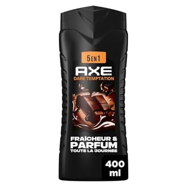 AXE - Gel Douche Homme 5en1 - Dark Temptation - 24h Hydratant - 87% d'Ingrédients d'origine naturelle - parfum chocolat gourmand - 400ml