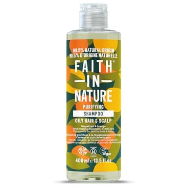 Faith In Nature, Shampooing Naturel Pamplemousse & Orange Faith In Nature, Revitalisant, Vegan & Cruelty Free, Sans Parabènes & SLES, Pour Cheveux Normaux à Secs, 400ml