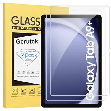Gerutek [Lot de 2 Verre Trempé pour Samsung Galaxy Tab A9 Plus 2023 11 Pouces, (SM-X210/X216/X218), 9H Dureté, Anti Rayures, sans Bulles, Haute Définition, Protection Écran pour Samsung Tab A9+ 11"