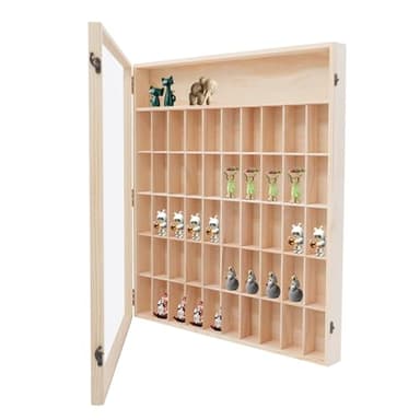 YUYUZI Vitrine en bois pour figurines et figurines d'action - Vitrine murale avec 50 compartiments et porte acrylique transparente - Armoire de collection étanche à la poussière pour les loisirs et la