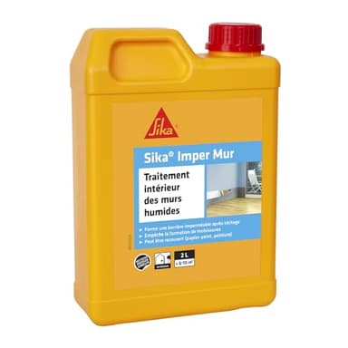 SIKA - Resine pour traitement des murs humides - Sika Imper Mur - Anti-salpêtre, anti-moisissures, anti-humidité pour mur intérieur - Multi-supports - Séchage rapide - 2L