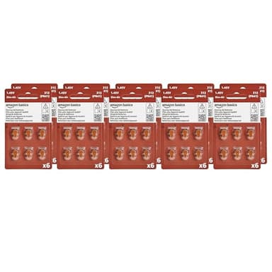 Amazon Basics Lot de 60 piles zinc-air pour appareils auditifs, taille 312, 1,45 V, durée de conservation de 4 ans, Emballage sans danger pour les enfants (utilisez des ciseaux pour l’ouvrir)